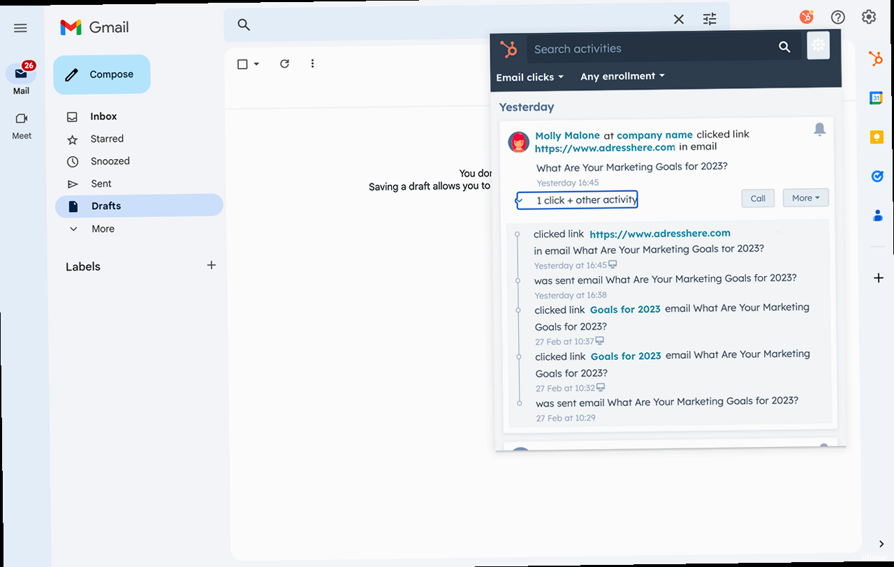 Illustration for A screenshot of a HubSpot contact record showing email activity, highlighting email opens, clicks, and timestamps. Hubspot free email tracking - A screenshot of a HubSpot contact record showing email activity, highlighting email opens, clicks, and timestamps.