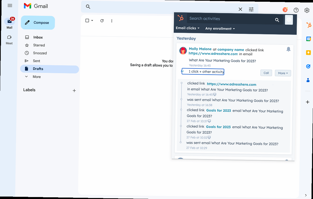 Illustration for Screenshot of the HubSpot email integration settings page, highlighting options for connecting email clients like Gmail or Outlook. Hubspot free email tracking - Screenshot of the HubSpot email integration settings page, highlighting options for connecting email clients like Gmail or Outlook.