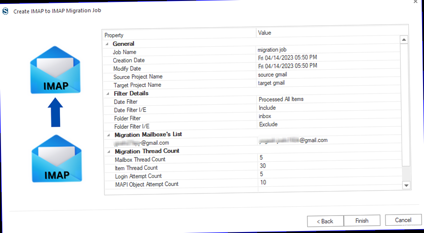 Illustration for Description: Screenshots showing the configuration of an email client like Thunderbird or Outlook with both the old and new Gmail accounts using IMAP. How to migrate email from one gmail account to another - Description: Screenshots showing the configuration of an email client like Thunderbird or Outlook with both the old and new Gmail accounts using IMAP.