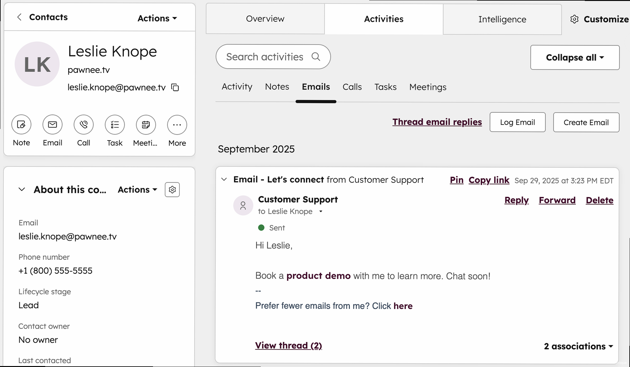 Illustration for Screenshot of HubSpot Sales Extension in Gmail/Outlook. How to log an email in hubspot - Screenshot of HubSpot Sales Extension in Gmail/Outlook.
