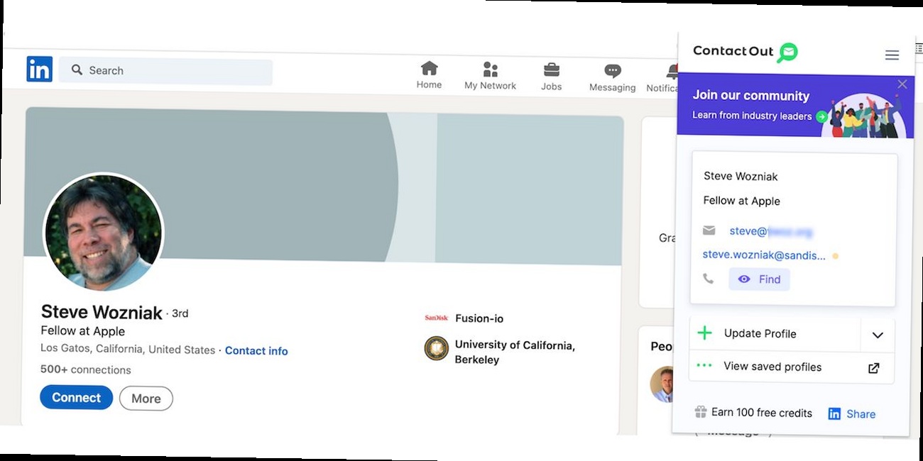 Illustration for Screenshot of a browser extension designed for finding email addresses from LinkedIn profiles. How to get emails from linkedin - Screenshot of a browser extension designed for finding email addresses from LinkedIn profiles.