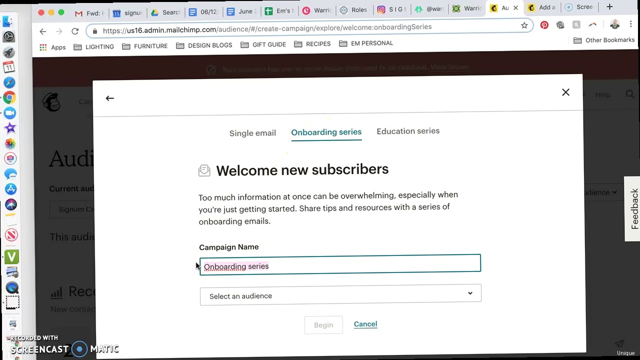 Illustration for Screenshot of the Mailchimp dashboard showing the How to create mailchimp audience - Screenshot of the Mailchimp dashboard showing the