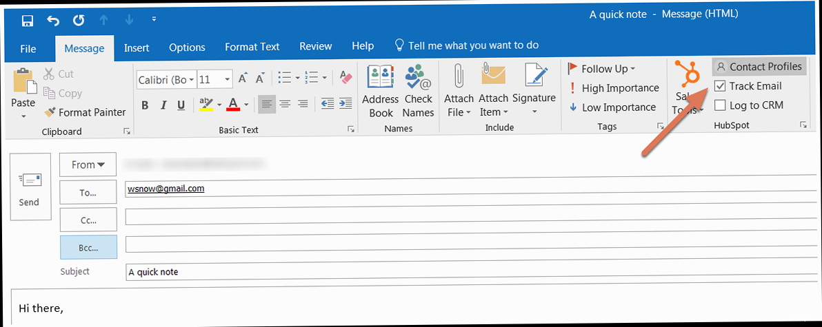 Illustration for Screenshot of the HubSpot CRM extension in Gmail or Outlook, showing the tracking options and settings. How to track emails in hubspot - Screenshot of the HubSpot CRM extension in Gmail or Outlook, showing the tracking options and settings.