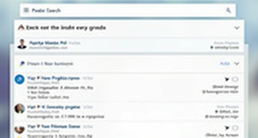 A stylized representation of the Postigo platform interface, perhaps a blurred background with a prominent search bar and a list of found email addresses (dummy data), emphasizing ease of use and organization. Illustrative, not a direct screenshot, focusing on a successful search result. Aspect rati
