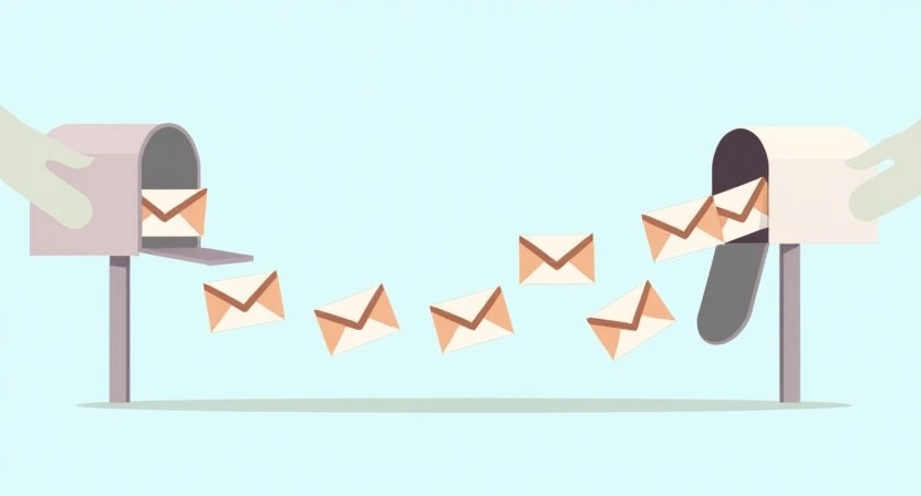 An illustrative image showing a simplified visual metaphor for gradual email sending. Perhaps a hand slowly feeding letters into a mailbox, or a progression of small emails turning into a steady stream. Focus on the concept of 'starting small and growing' for email warm-up. Clean, digital art style.