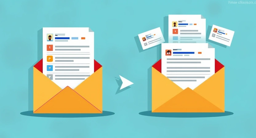Illustrative, vibrant image (800x450) showing a sender's email outbox with several sent messages, and then an inbox with multiple new reply notifications popping up, symbolizing successful follow-up emails. Use modern, flat design elements with a positive, encouraging vibe.
